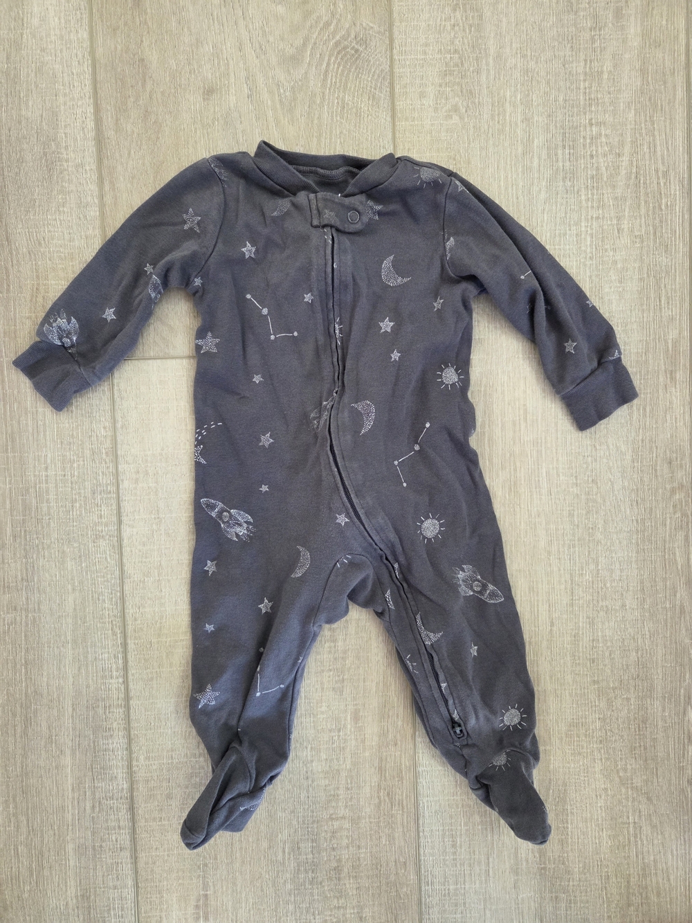 Carter's Charcoal Space Rocket & Star Footed One-Piece